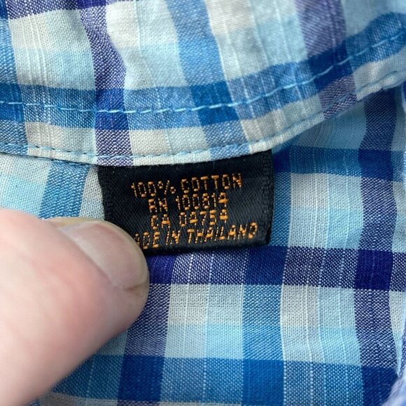 Ben Sherman Mens Blue & White Plaid Button-Up Shirt 100% Cotton XL 2119 - Picture 4 of 9